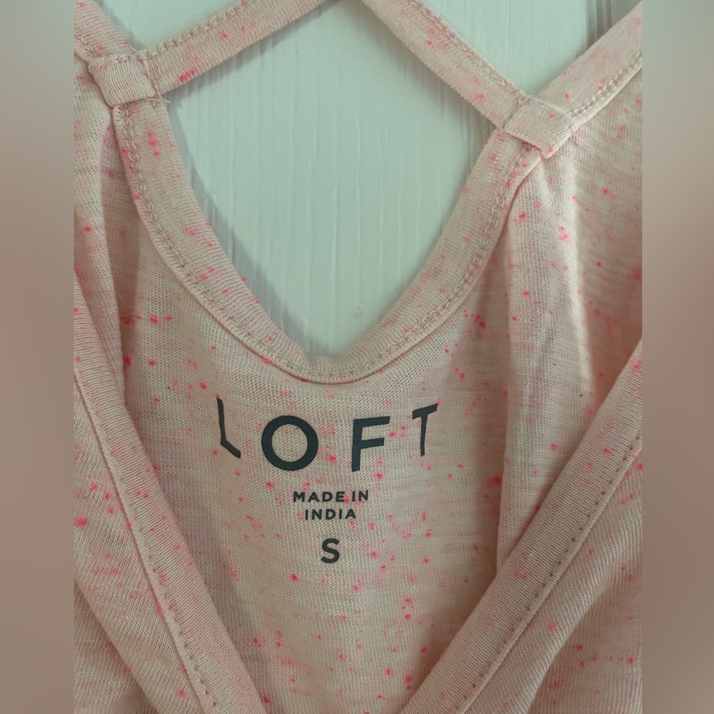 The Loft speckled pink tank top Womens size small